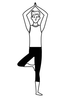 adam yoga poz siyah ve beyaz