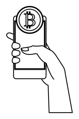kripto para siyah ve beyaz ile el tutma cep telefonu