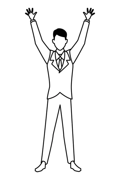 Hombre de negocios avatar personaje de dibujos animados blanco y negro — Vector de stock