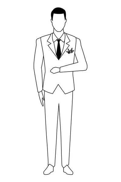 Homme en smoking noir et blanc — Image vectorielle