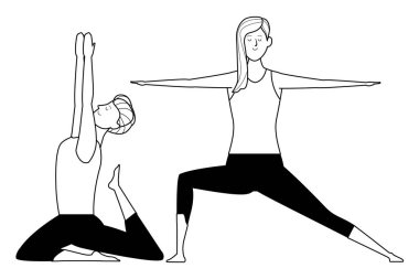 çift yoga siyah ve beyaz pozlar