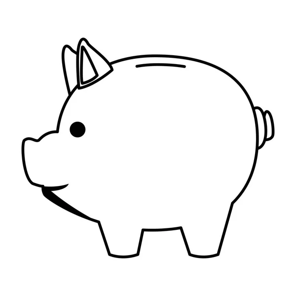 Sparschwein schwarz-weiß — Stockvektor