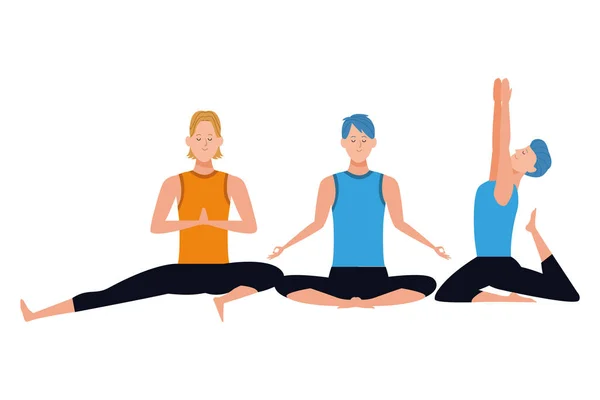 Männer Yoga Posen — Stockvektor