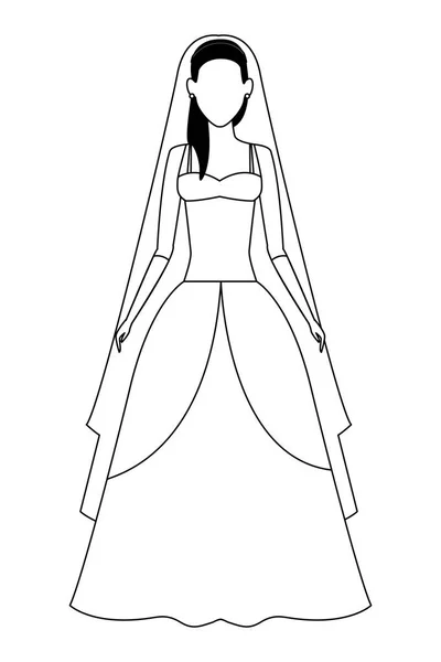 Žena na sobě svatební šaty černé a bílé — Stockový vektor