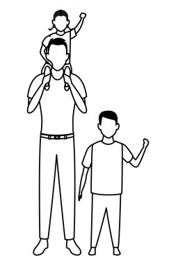 siyah beyaz çocuklu adam