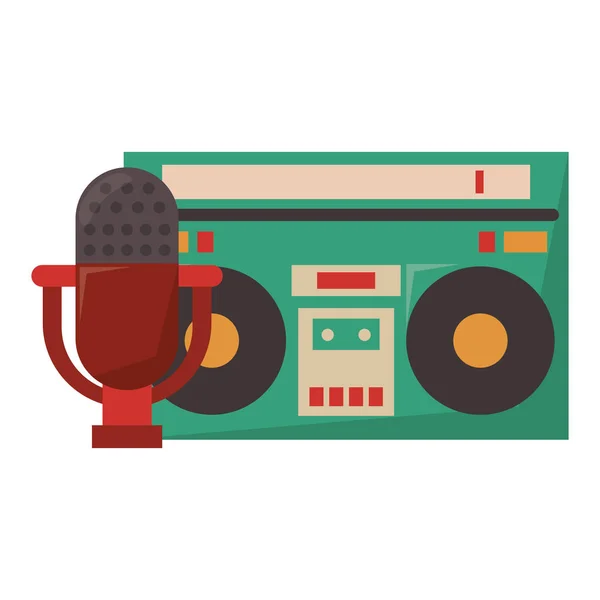Vintageo gamla radio stereo med mikrofon — Stock vektor