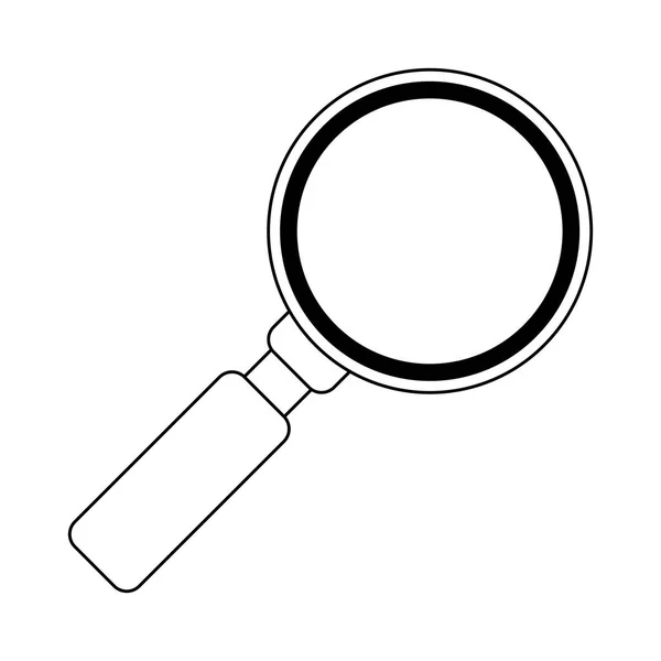 白黒で分離された虫眼鏡のシンボル — ストックベクタ