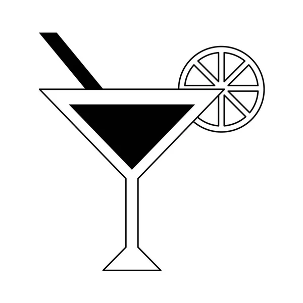 Літній коктейль з апельсиновими відповідями солом'яна чашка чорно-біла — стоковий вектор
