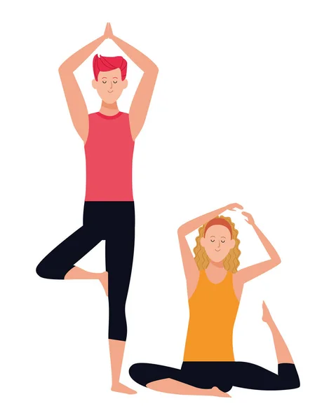 Couple yoga poses — Stock Vector