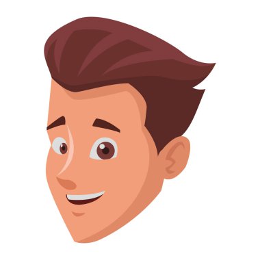 Genç adam yüz çizgi film