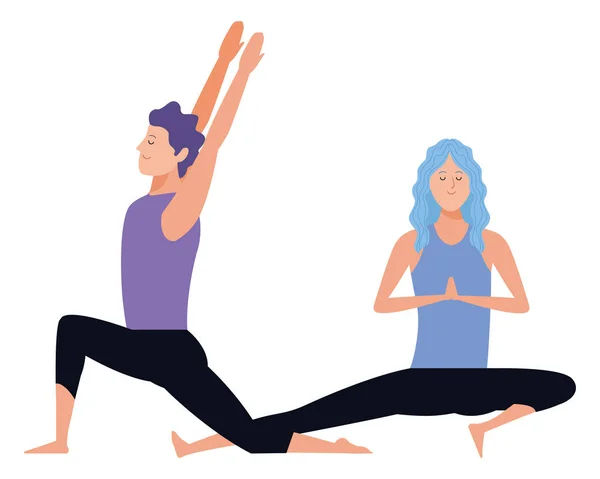Paar-Yoga-Posen — Stockvektor