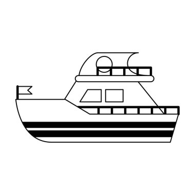 Yatch boat vehicle isolated black and white