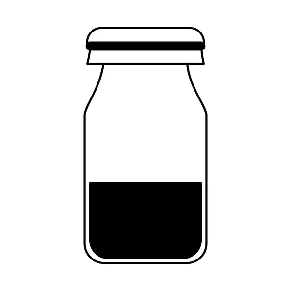 Jugo botella de vidrio aislado blanco y negro — Vector de stock