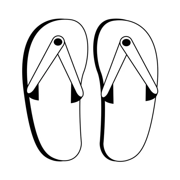 Sandals greeting cartoon isolated in black and white — Stock Vector