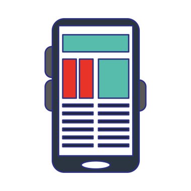 Akıllı telefon mobil teknoloji simgesi mavi çizgiler