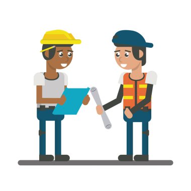 Constuction workers geometrik karikatürler