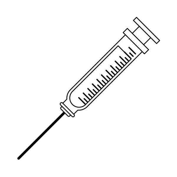 Medicinsk blod spruta isolerad i svart och vitt — Stock vektor