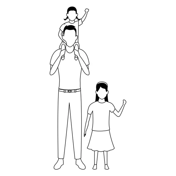 男子与儿童黑白 — 图库矢量图片