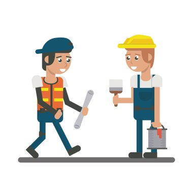 Constuction workers geometrik karikatürler