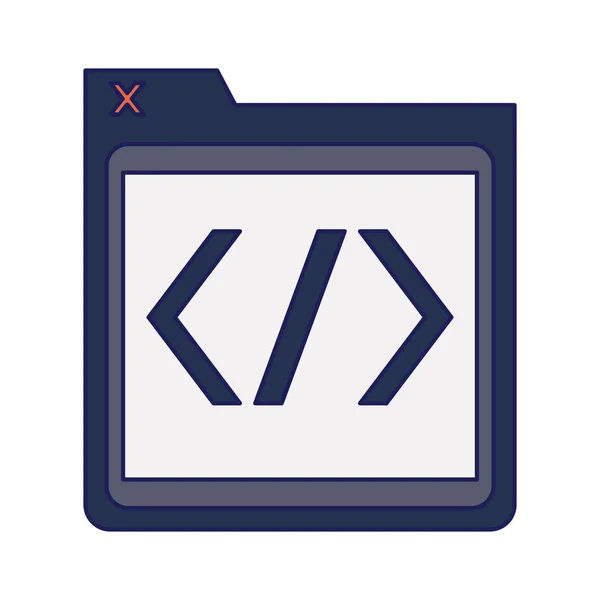 Programador código janela símbolo linhas azuis —  Vetores de Stock
