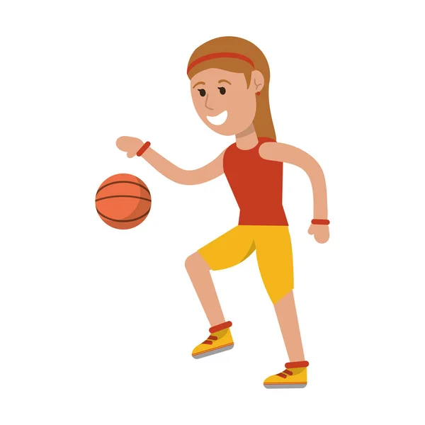 Basketballspielerin mit Ball — Stockvektor