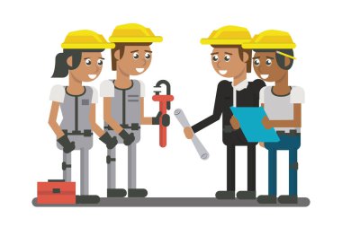 Constuction workers geometrik karikatürler