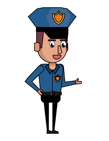 Police agent dessin animé coloré — Image vectorielle