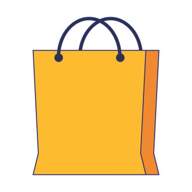 Alışveriş çantası sembolü izole mavi çizgiler