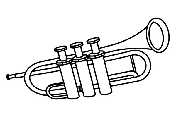 Trumpet icon cartoon black and white — Stock Vector