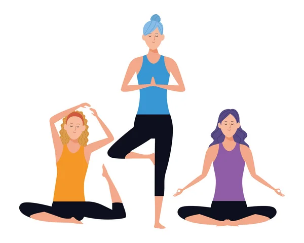 Frauen-Yoga-Posen — Stockvektor