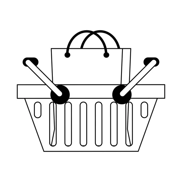 Shopping basket symbol isolated in black and white — Stock Vector