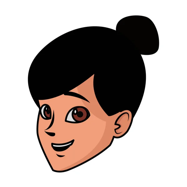 若い女性の顔漫画 — ストックベクタ