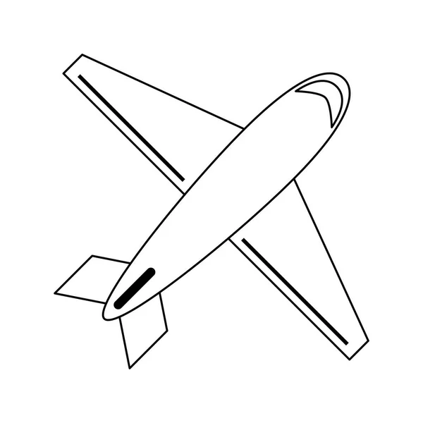 Siyah beyaz uçak jet seyahat topview sembolü — Stok Vektör