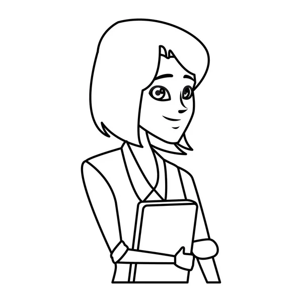 Verkställande affärskvinna tecknad i svart och vitt — Stock vektor