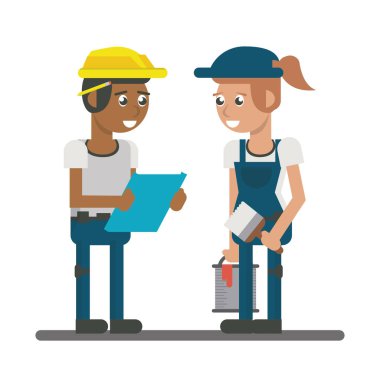 Constuction workers geometrik karikatürler