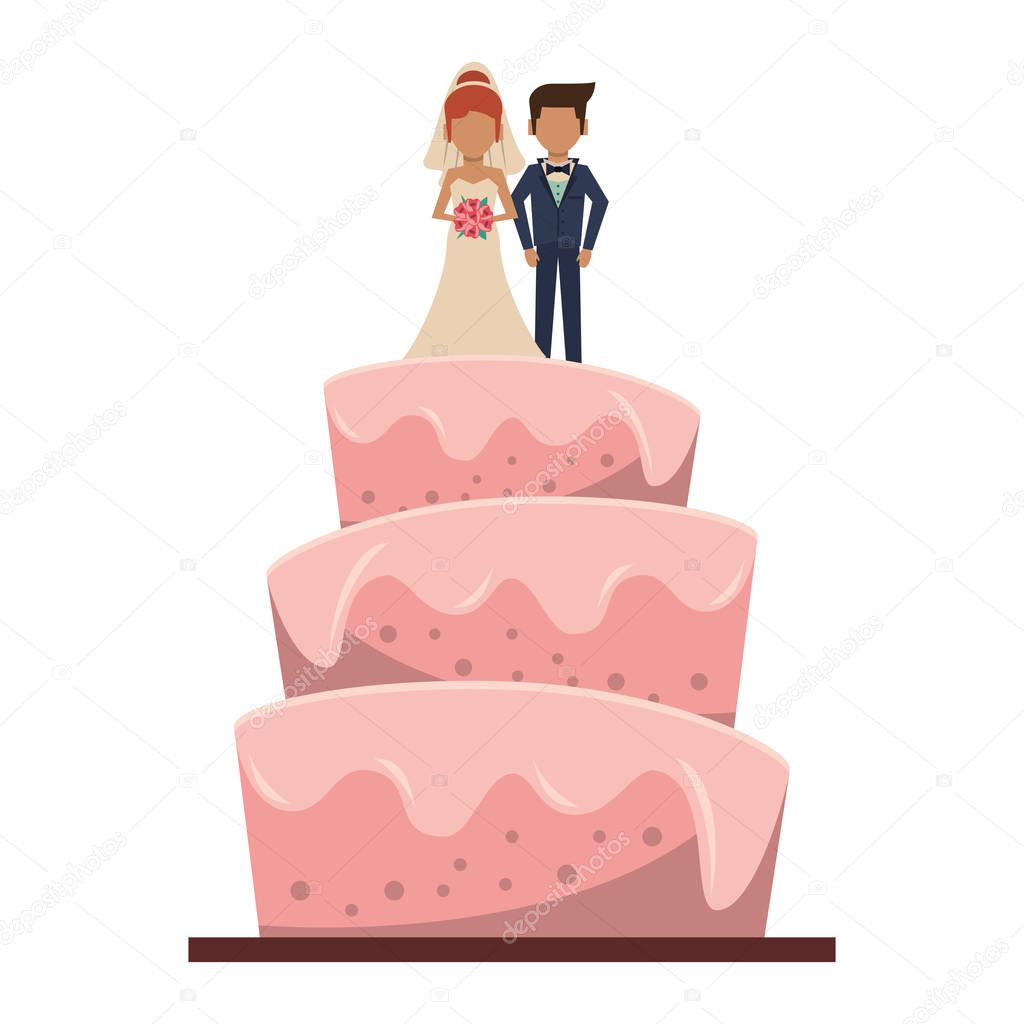 Wedding cake cartoon isolated