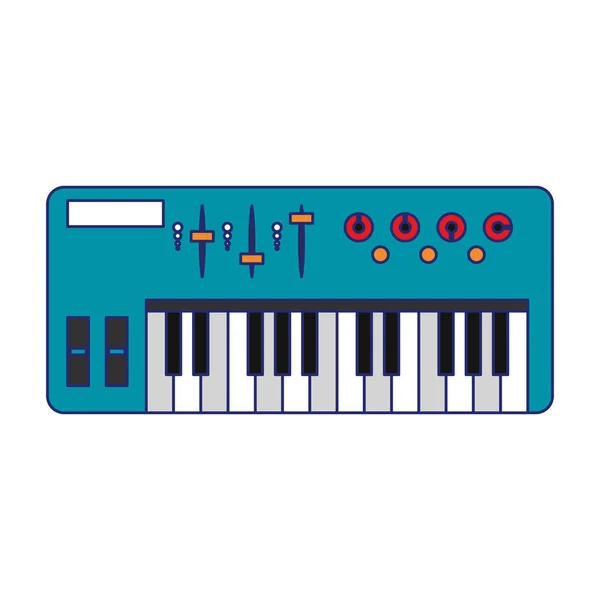 Musica moderna tastiera topview linee blu — Vettoriale Stock