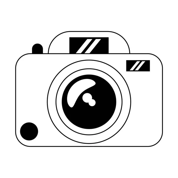 Fotoğraf kamera cihazı izole siyah beyaz — Stok Vektör