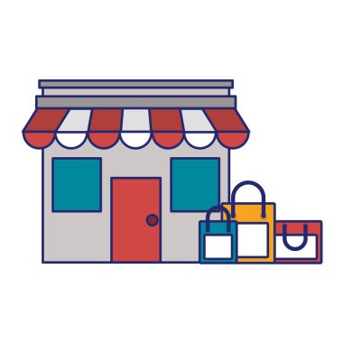 Alışveriş poşetleri mavi çizgiler ile Storefront