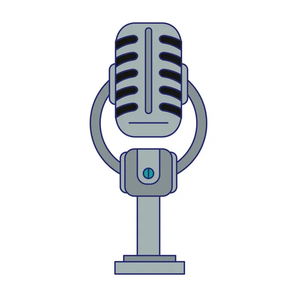 Dispositif de microphone rétro isolé lignes bleues — Image vectorielle