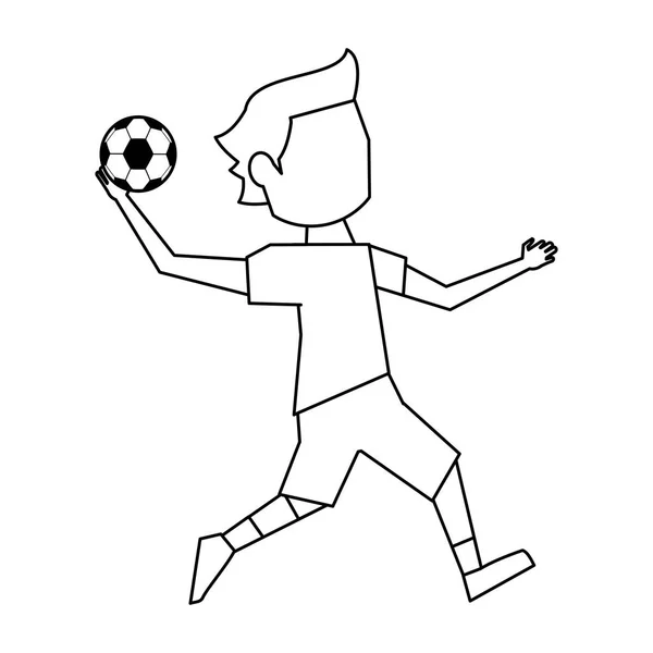 Handball player with ball avatar in black and white — Stock Vector