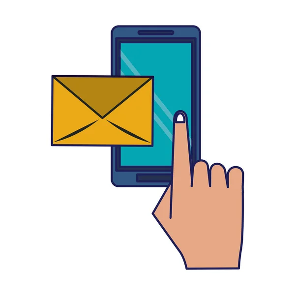 Σύμβολα smartphone και ηλεκτρονικού ταχυδρομείου μπλε γραμμές — Διανυσματικό Αρχείο
