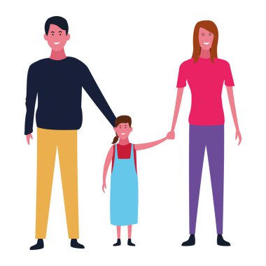 Aile ve çocuklar karikatür izole