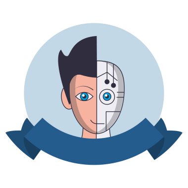 Robot insan yüz yuvarlak amblemi