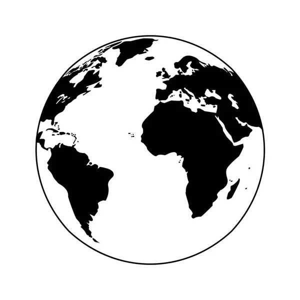 World earth planet cartoon isolated in black and white — Stock Vector