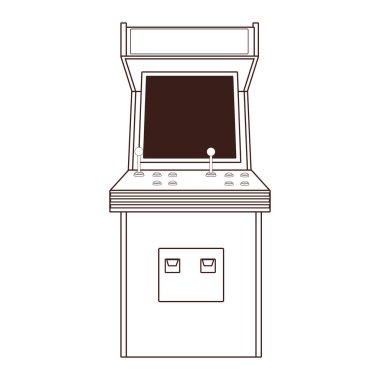 Siyah beyaz Arcade retro video oyunu karikatür