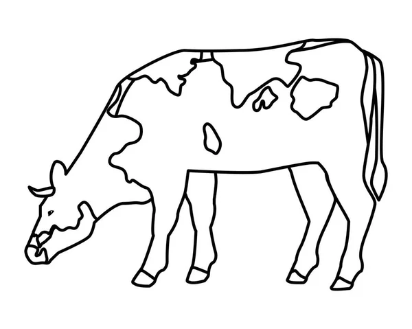 Czarny i biały ikona kreskówka krowa — Wektor stockowy