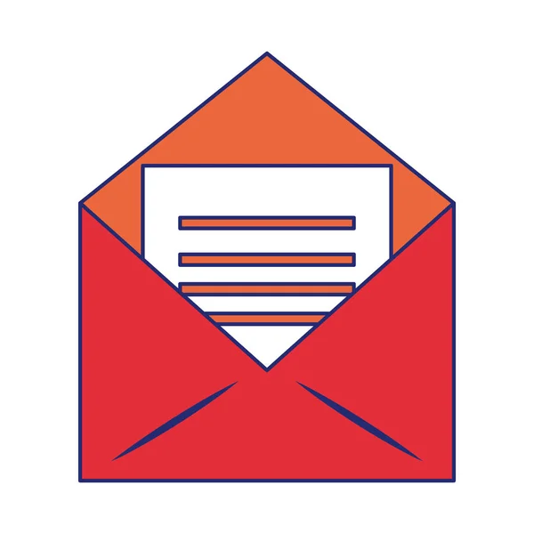 Envelop met brief symbool blauwe lijnen — Stockvector