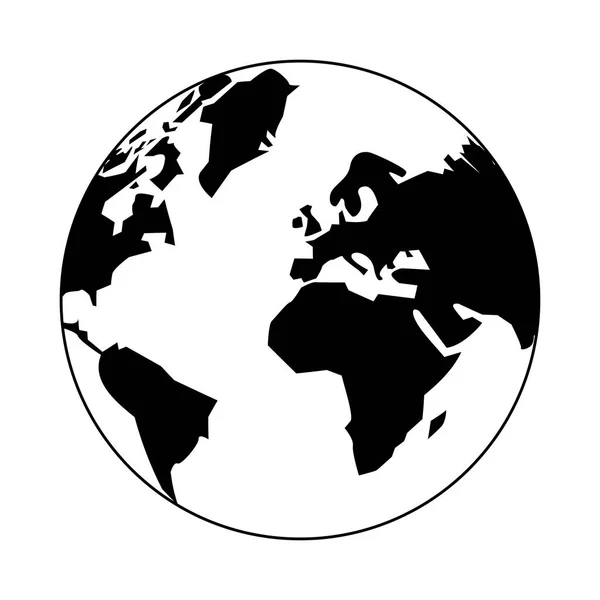 Mondo terra simbolo del mondo in bianco e nero — Vettoriale Stock