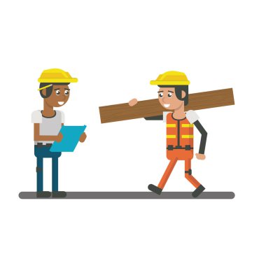 Constuction workers geometrik karikatürler